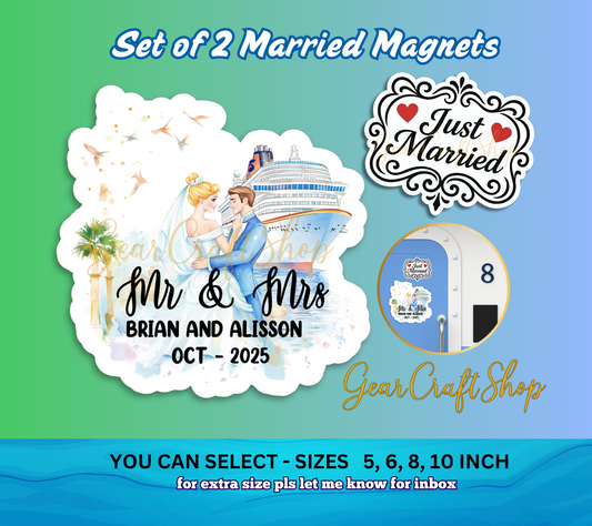 Just Married Cruise Magnet Set – Personalized Wedding Keepsake