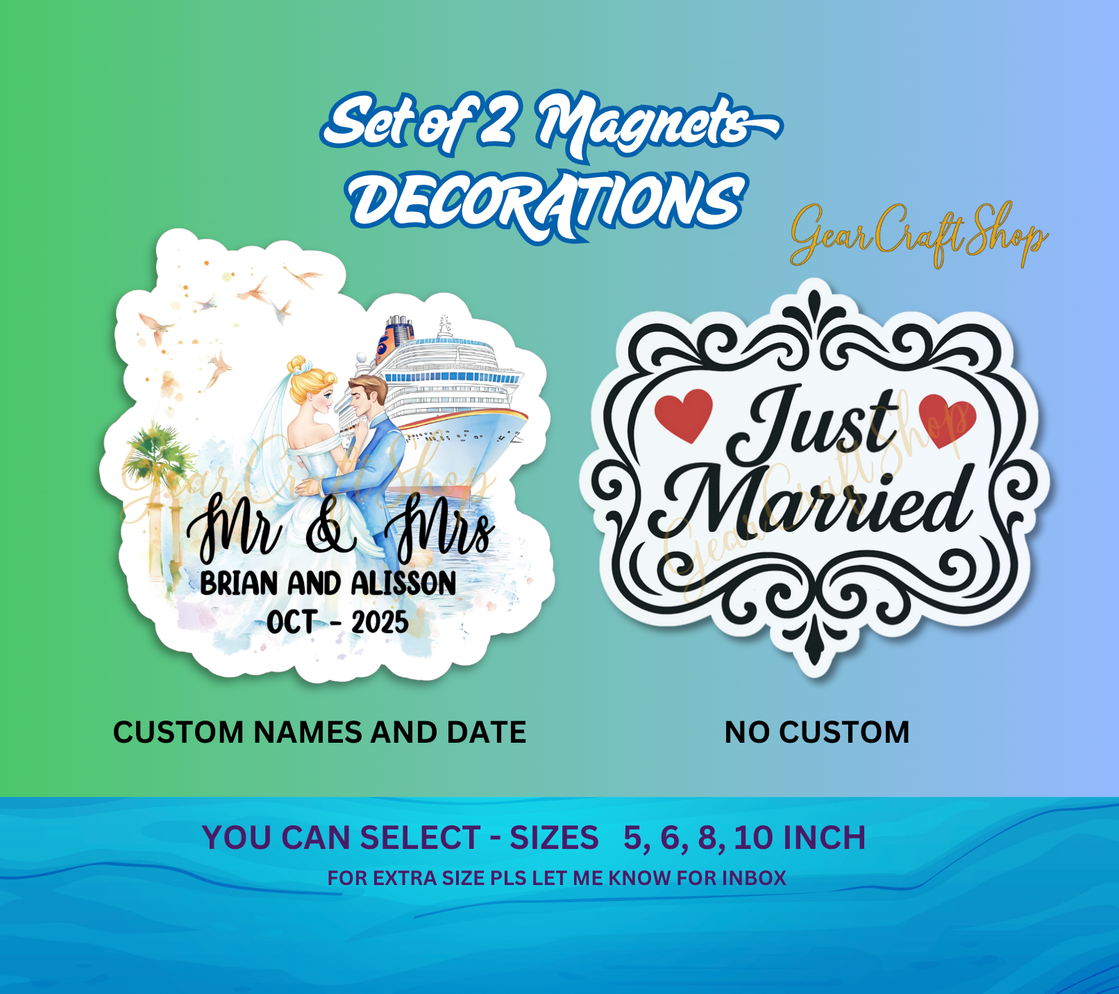 Just Married Cruise Magnet Set – Personalized Wedding Keepsake