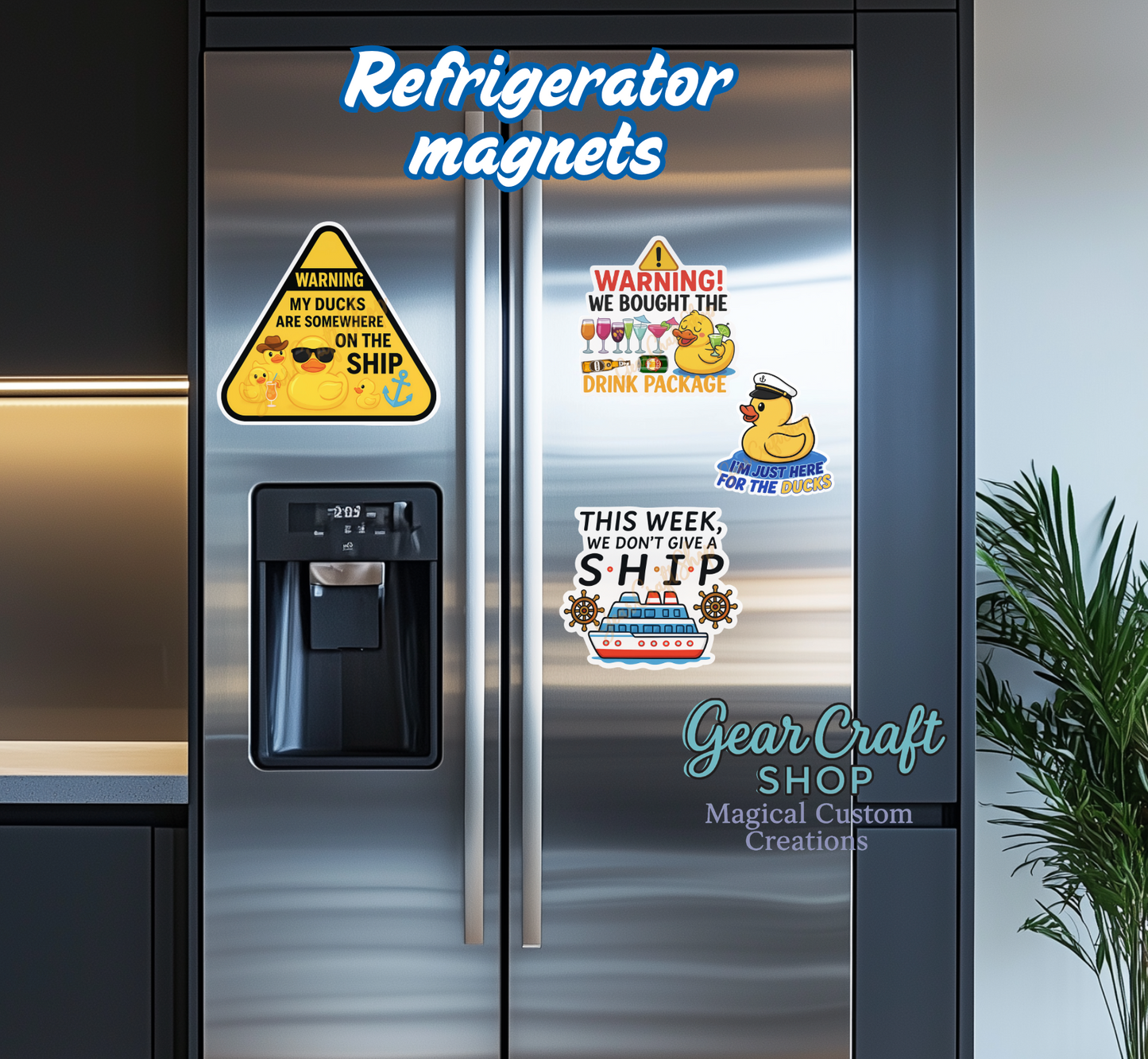Funny Cruise Door Magnet Set – 4 Hilarious quotes & ducks Decorations Magnets