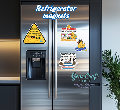 Funny Cruise Door Magnet Set – 4 Hilarious quotes & ducks Decorations Magnets