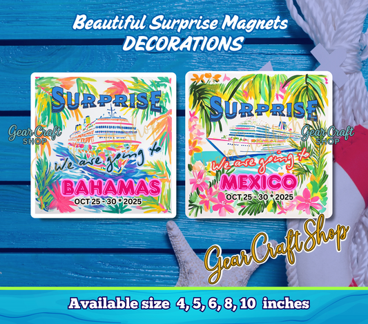 Custom Cruise Surprise Magnet – Personalized Destination & Date Gift