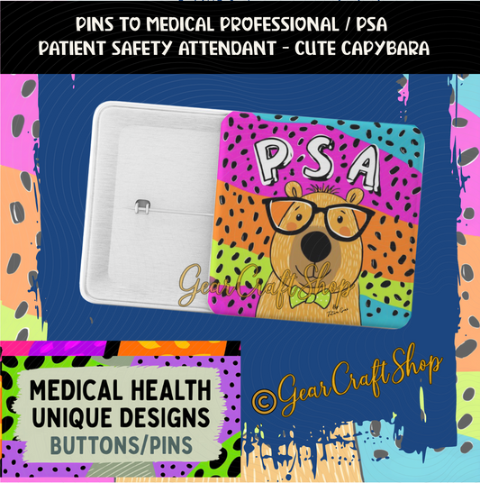 PSA Square Pin or Magnet – Patient Safety Attendant Gift – Medical Staff Appreciation by GearCraftShop
