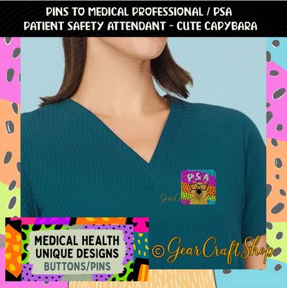 PSA Square Pin or Magnet – Patient Safety Attendant Gift – Medical Staff Appreciation by GearCraftShop