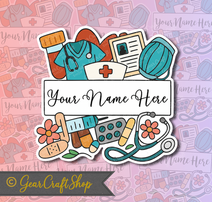 Personalized Nurse Sticker – Custom Name Medical Essentials – Exclusive GearCraftShop Design