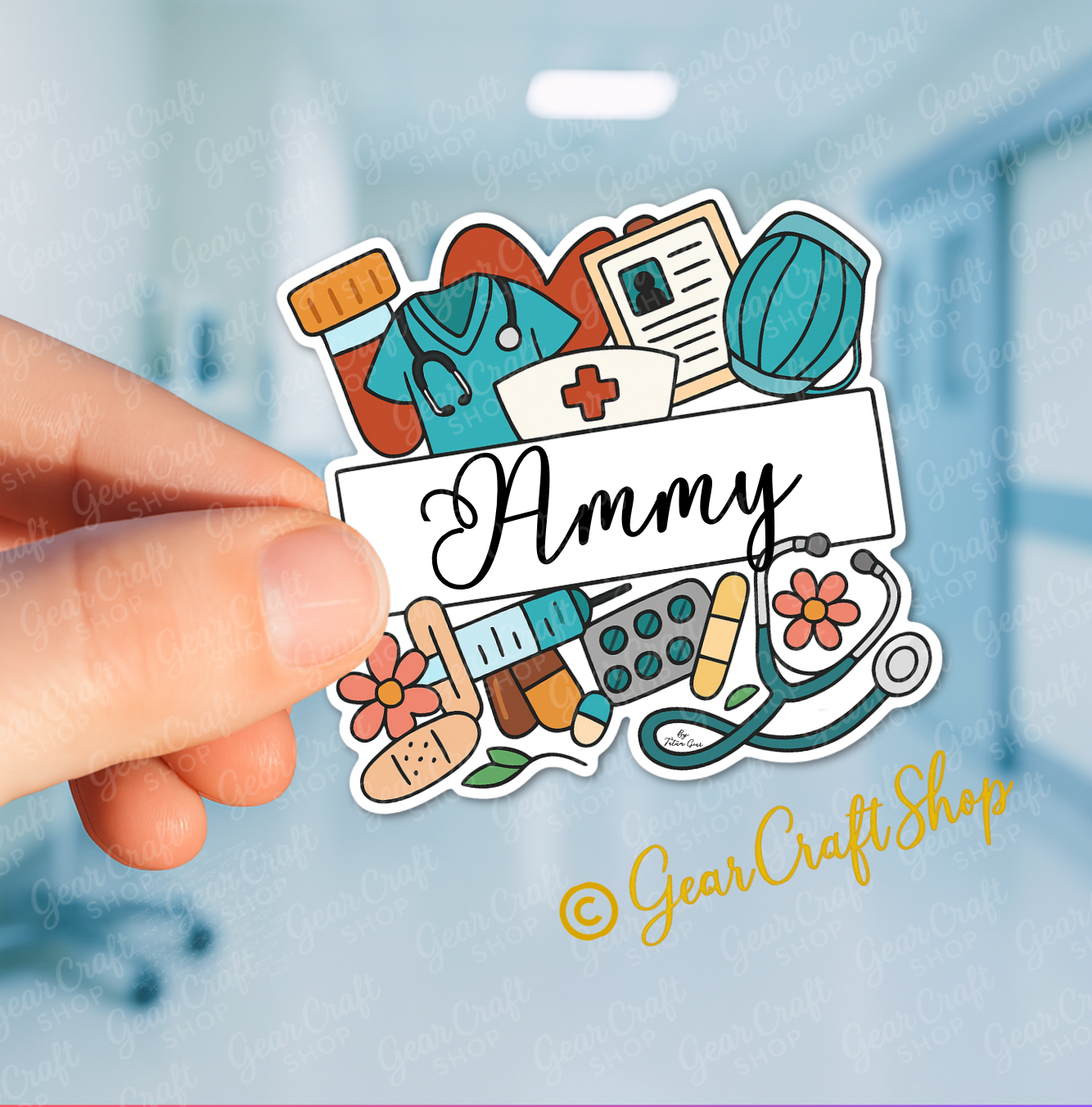 Personalized Nurse Sticker – Custom Name – Exclusive Gear Craft Shop
