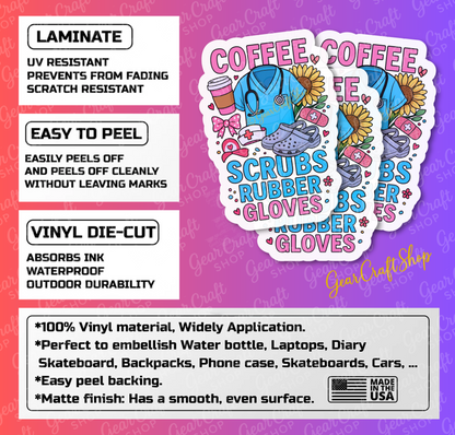 Coffee Nurse Sticker –  Medical Essentials – Exclusive GearCraftShop Design