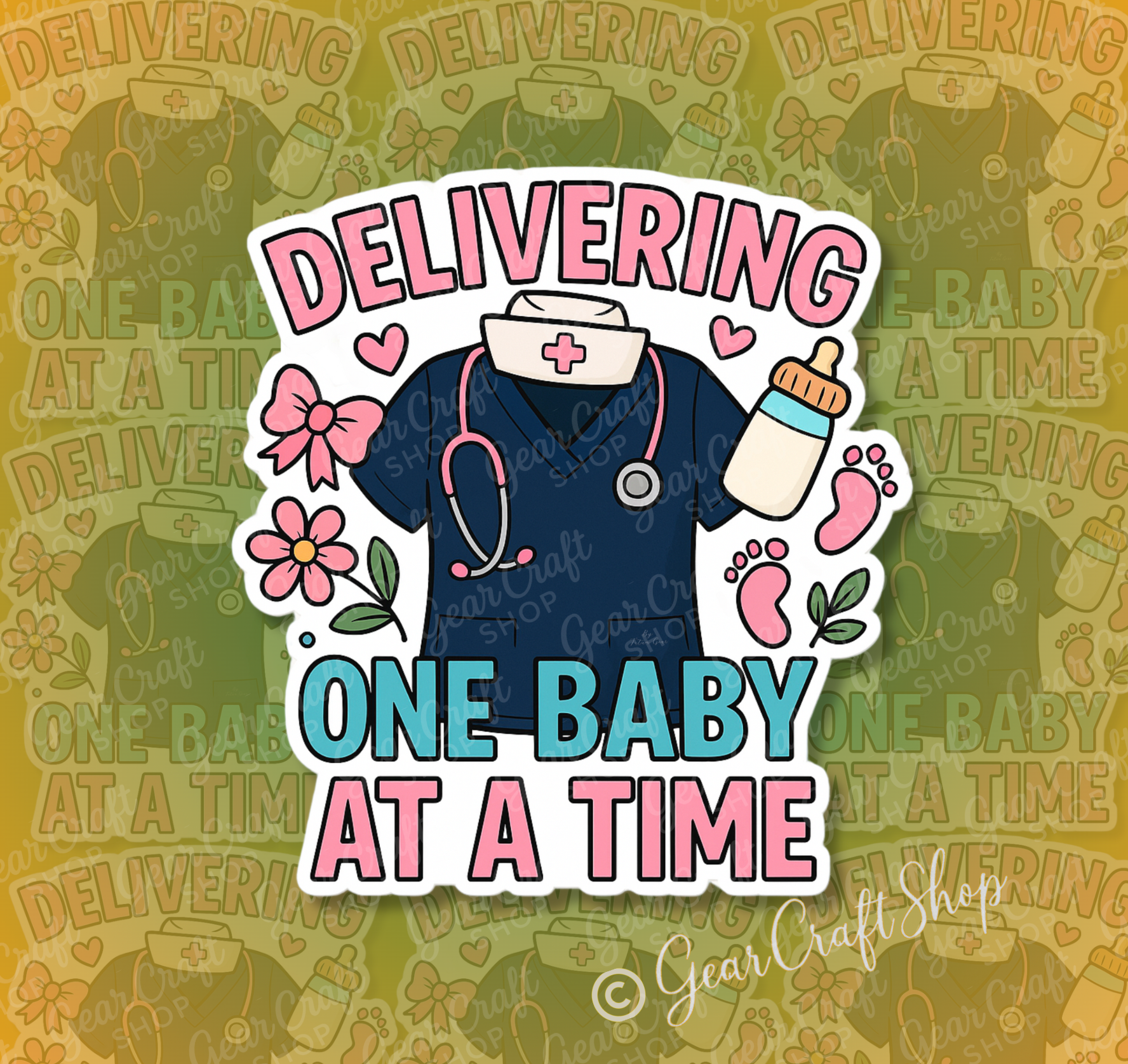 Cute Delivering One Baby at a Time – Maternity Nurse Sticker