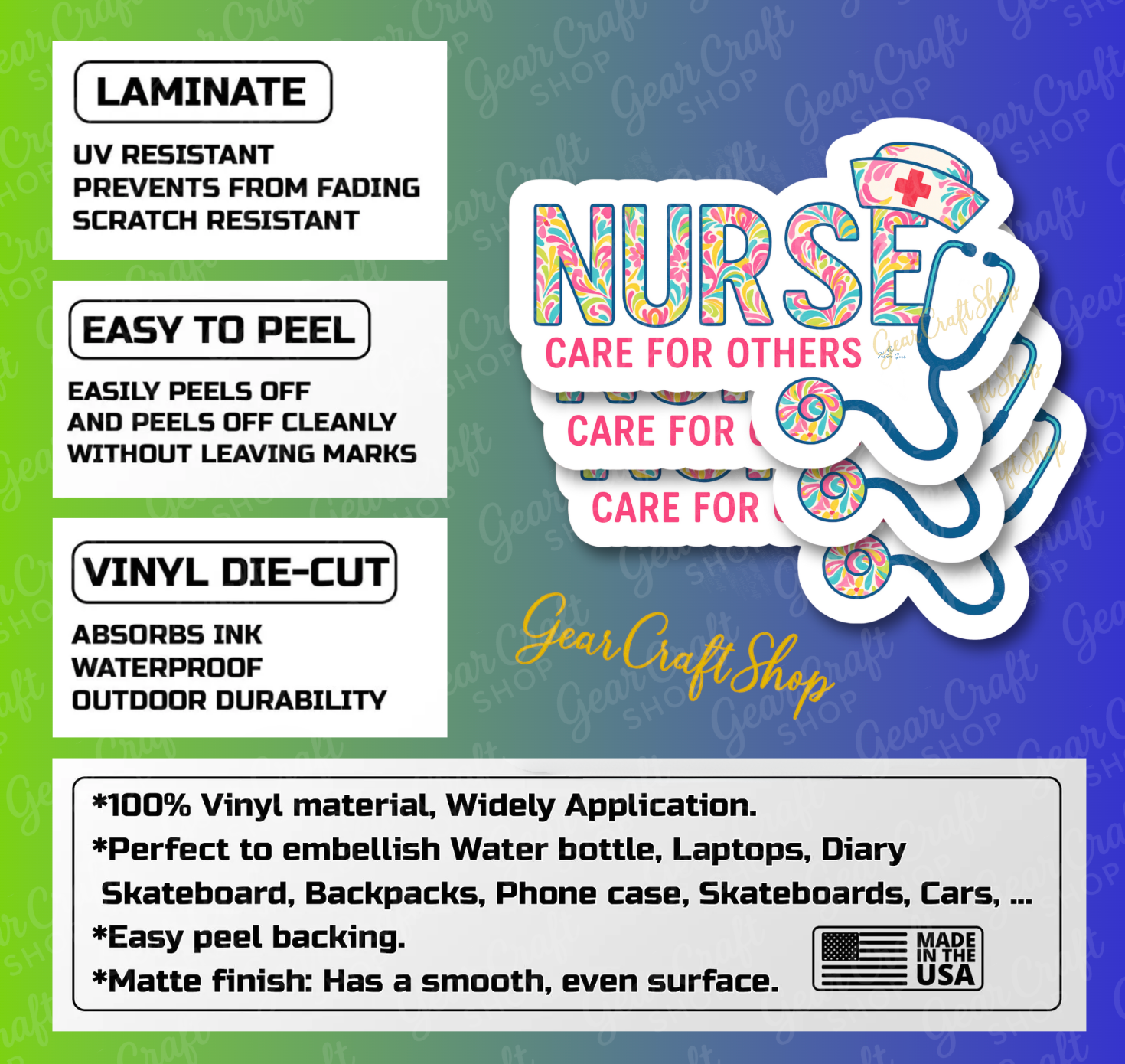 Nurse Care for Others – Floral Style Sticker