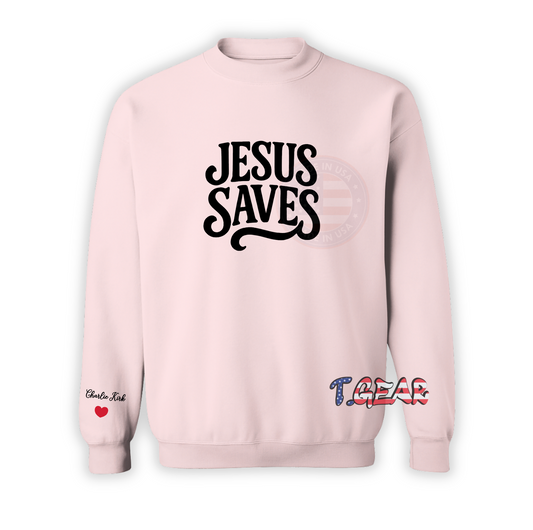 Justice for Charlie Kirk, Jesus Saves Sweatshirt - Love USA