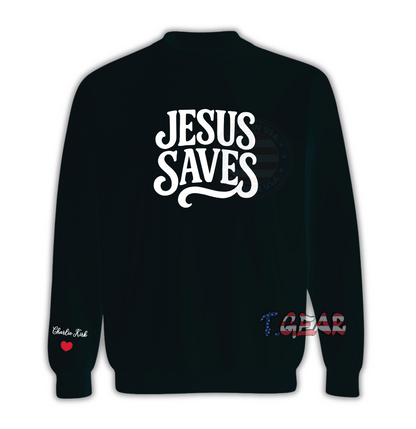Justice for Charlie Kirk, Jesus Saves Sweatshirt - Love USA