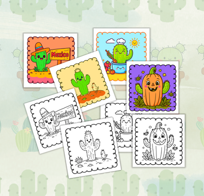 Cute Cactus Faces – Bold and Easy Coloring Book for Girls