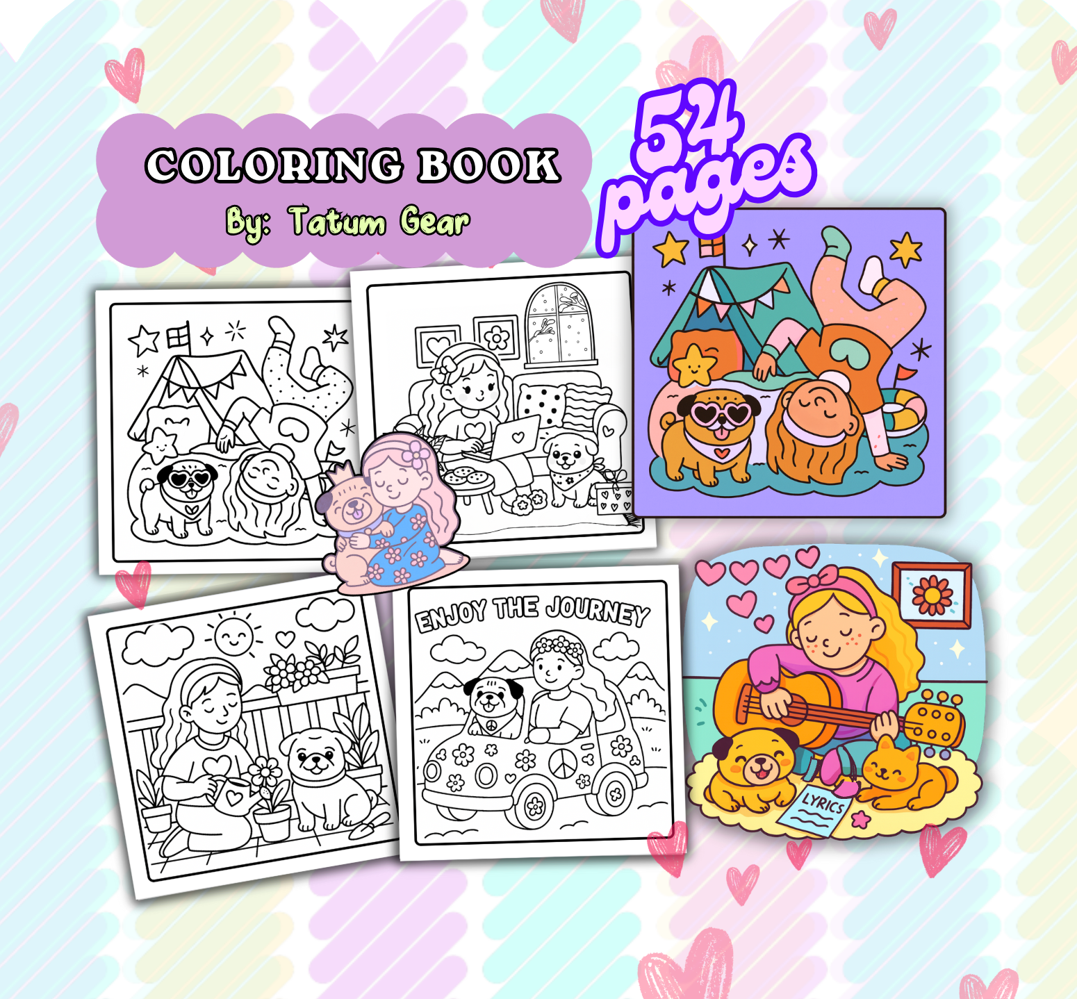 My Adorable Pug Moments: A Cute Coloring Book 54 pages