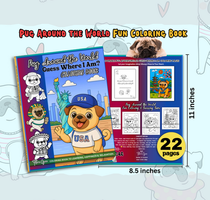 Pug Around the World: Guess Where I Am? Coloring and Educational