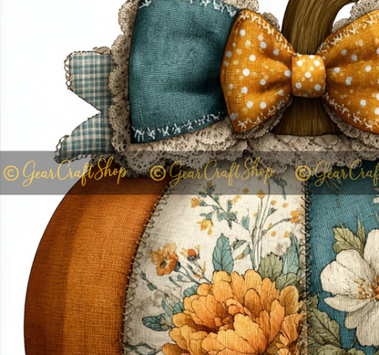 Vintage Bow Pumpkin Clipart Set – 4 Fall Designs