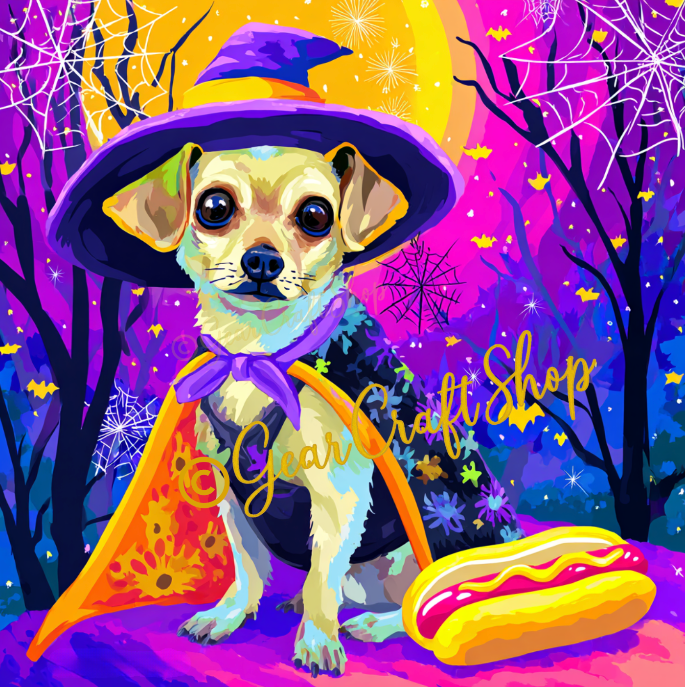 Custom Create Halloween Breed Pet eat hotdog design or Video