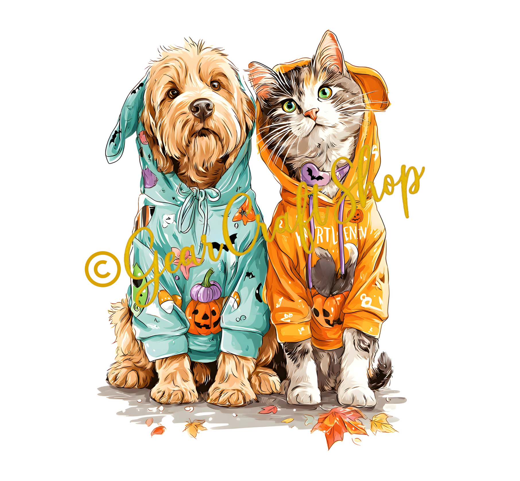 Halloween Breed Pet with Hoodie - Digital JPG or Animate video
