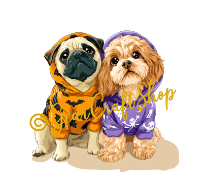 Halloween Breed Pet with Hoodie - Digital JPG or Animate video