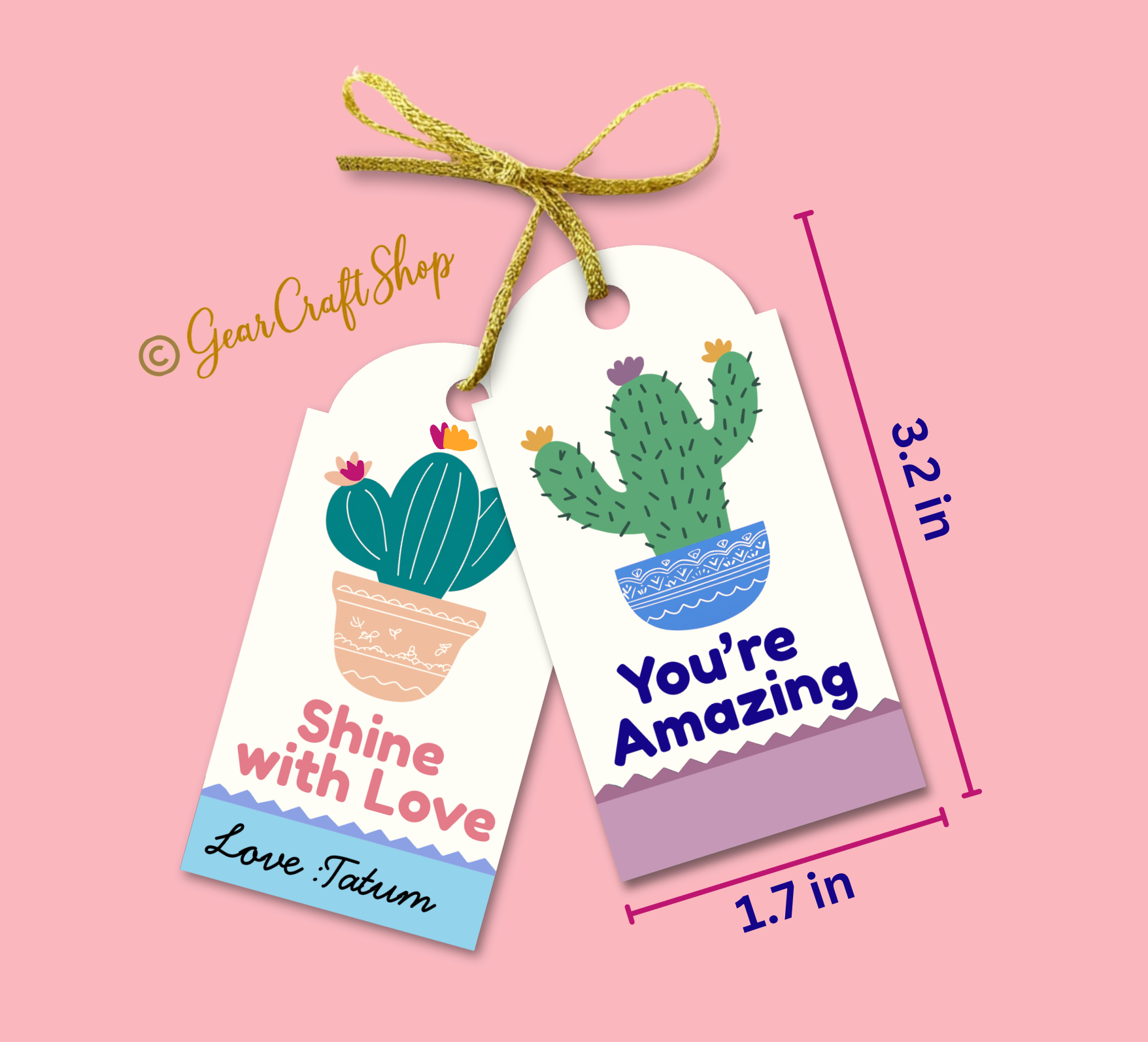 Cute Cactus Tags – Positive Quote Set (8 Designs)