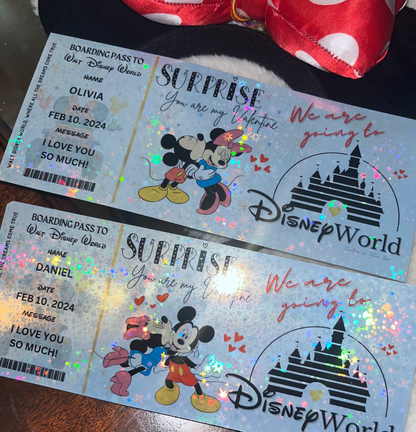 ⭐ Holographic Surprise Ticket with Cute Stars – Trip Reveal Gift