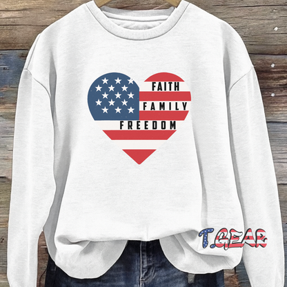 Faith, Family, Freedom - America Heart Sweatshirt