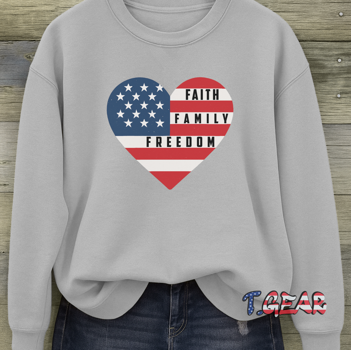 Faith, Family, Freedom - America Heart Sweatshirt