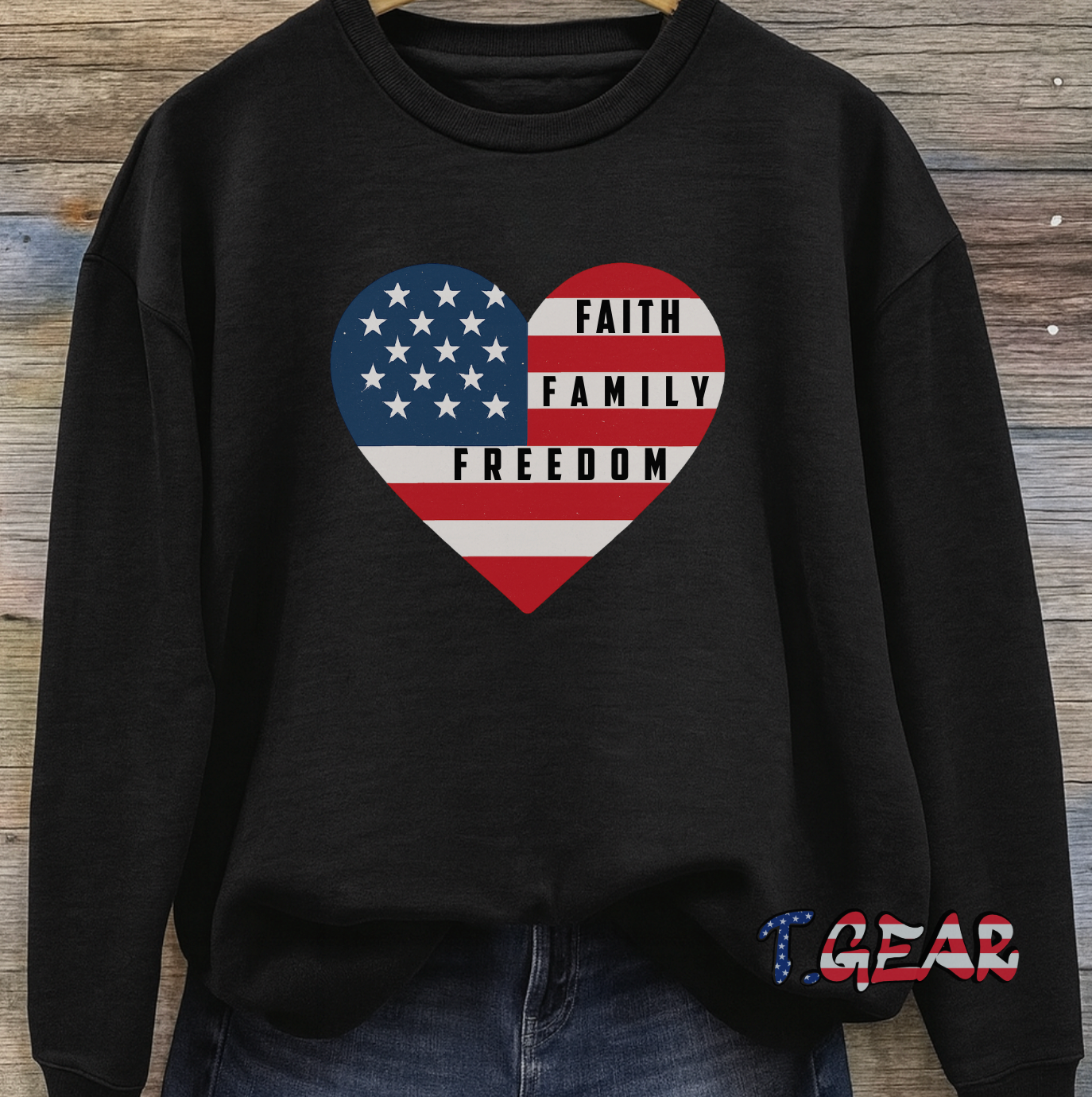 Faith, Family, Freedom - America Heart Sweatshirt