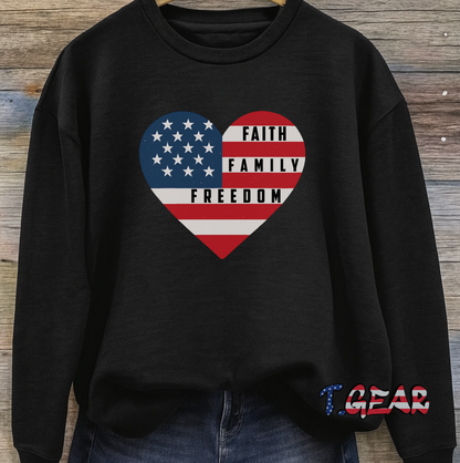 Faith, Family, Freedom - America Heart Sweatshirt