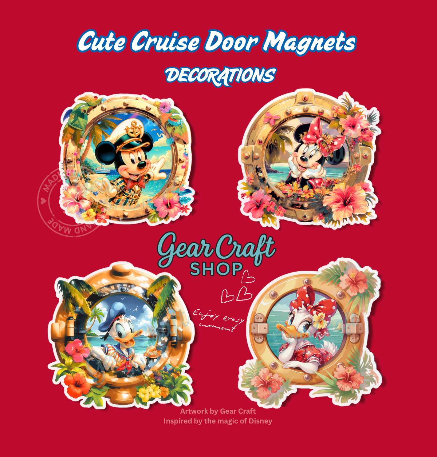 Sailor Porthole Friends Cruise Door Magnets Set of 4 - style 035