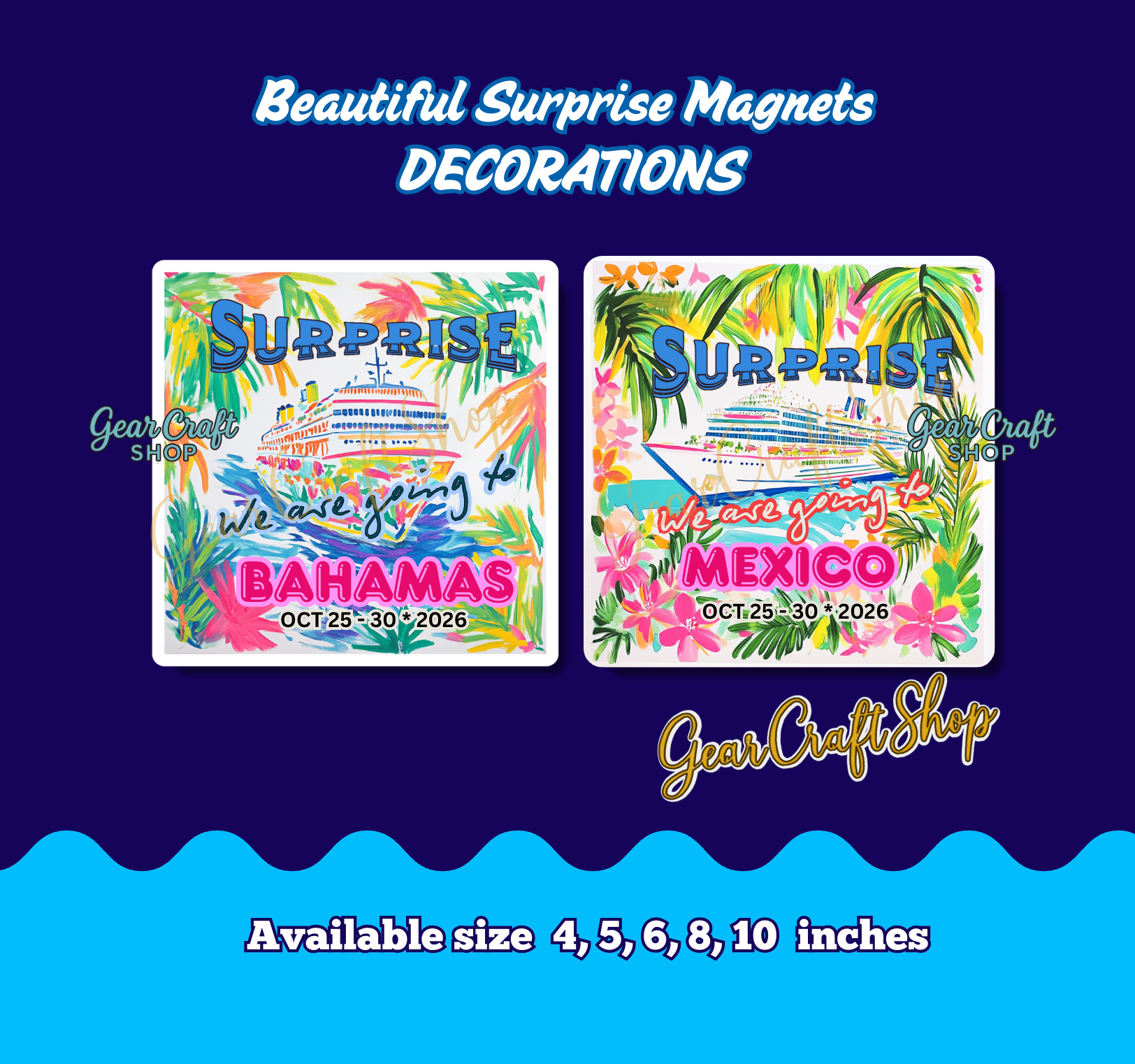 Custom Cruise Surprise Magnet – Destination & Date Gift