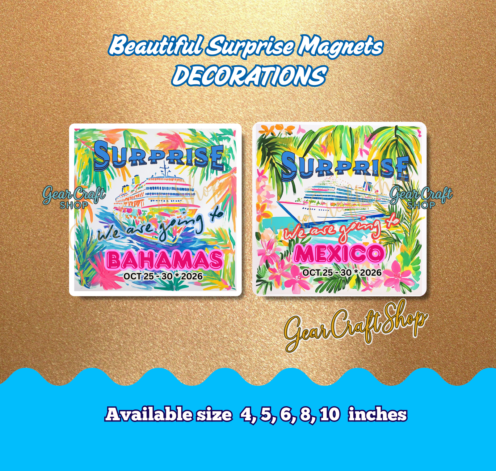 Custom Cruise Surprise Magnet – Destination & Date Gift