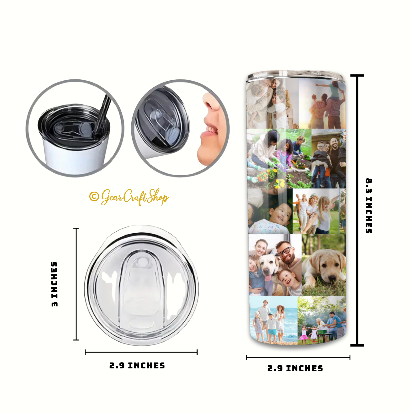 Custom 20-Photo Collage Tumbler - 20oz Personalized
