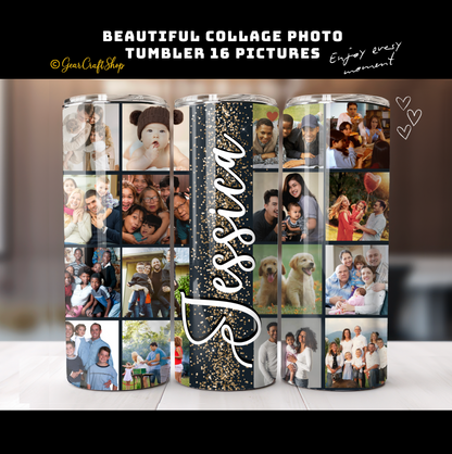 Custom 16-Photo Collage Tumbler - 20oz Personalized
