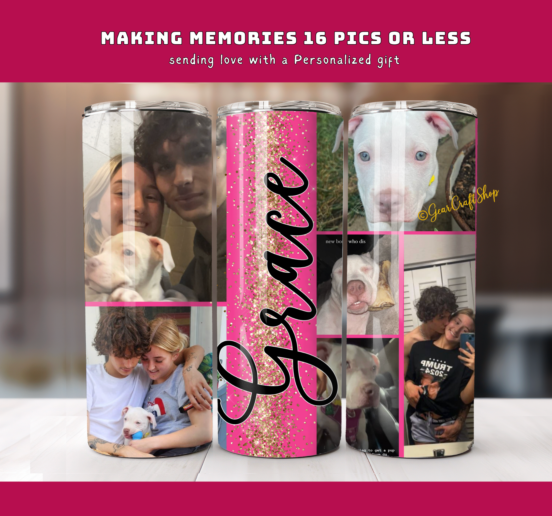 Custom 16-Photo Collage Tumbler - 20oz Personalized