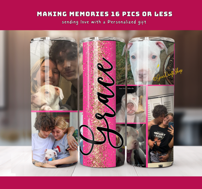 Custom 16-Photo Collage Tumbler - 20oz Personalized