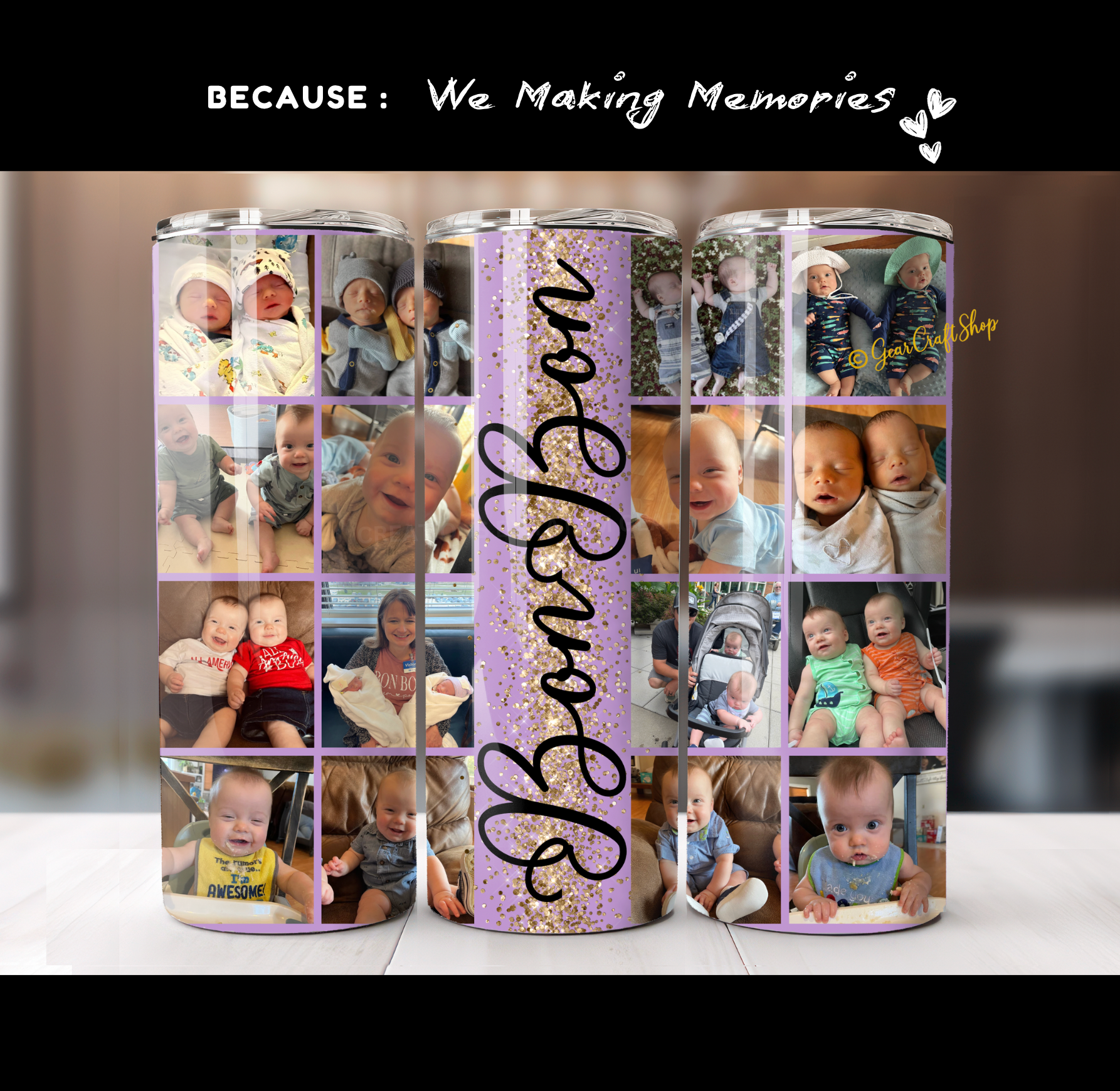 Custom 16-Photo Collage Tumbler - 20oz Personalized