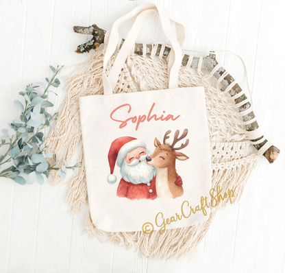 Cute Watercolor Santa & Reindeer Christmas Clipart Bundle | 08 PNG Files