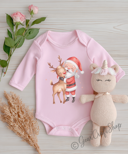 Cute Watercolor Santa & Reindeer Christmas Clipart Bundle | 08 PNG Files