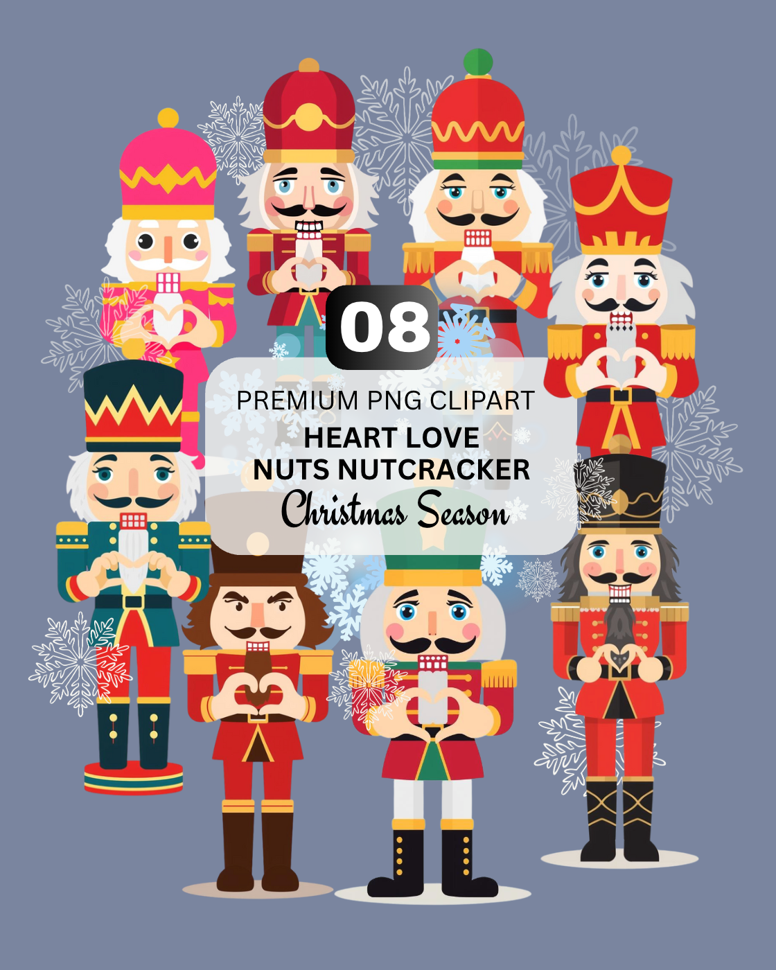heart love Nuts Nutcracker - Christmas Clipart | 08 PNG Files