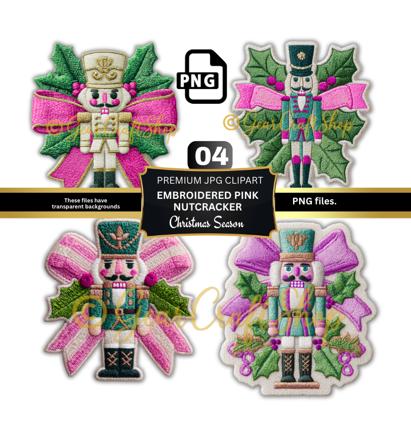 embroidered pink nutcracker - Set Clipart | 04 PNG Files