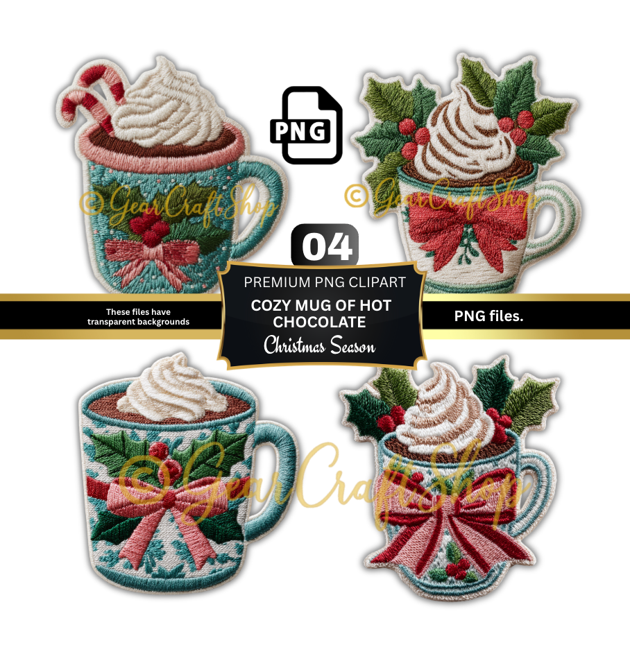 cozy mug of hot chocolate - Set Clipart | 04 PNG Files