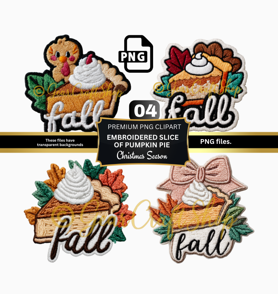 Embroidered slice of pumpkin pie  - Set Clipart | 04 PNG Files