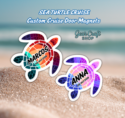 Sea Turtle Personalized Cruise Door Magnets 2 colors