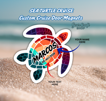 Sea Turtle Personalized Cruise Door Magnets 2 colors