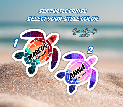 Sea Turtle Personalized Cruise Door Magnets 2 colors