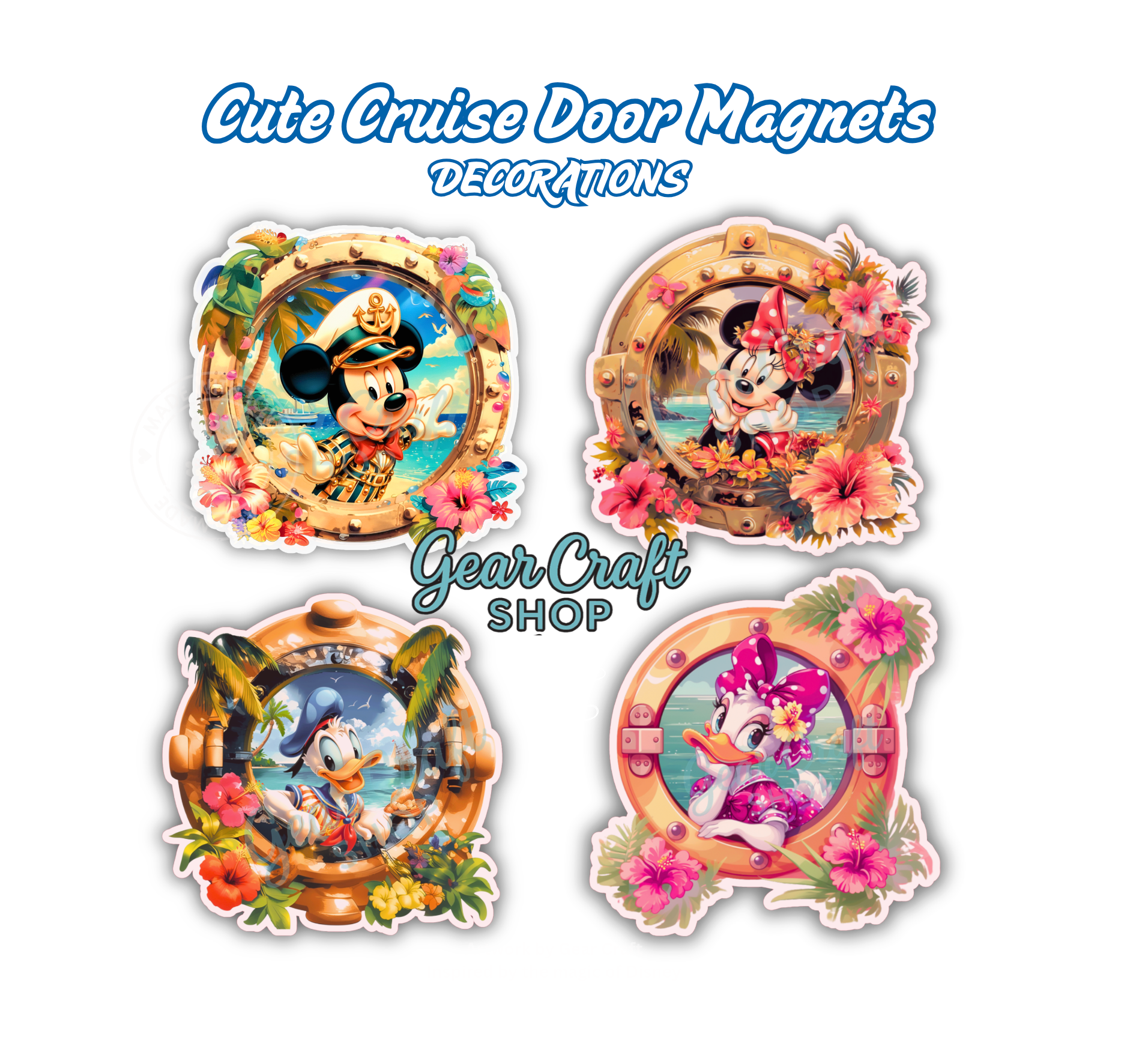 Sailor Porthole Friends Cruise Door Magnets Set of 4 - style 035