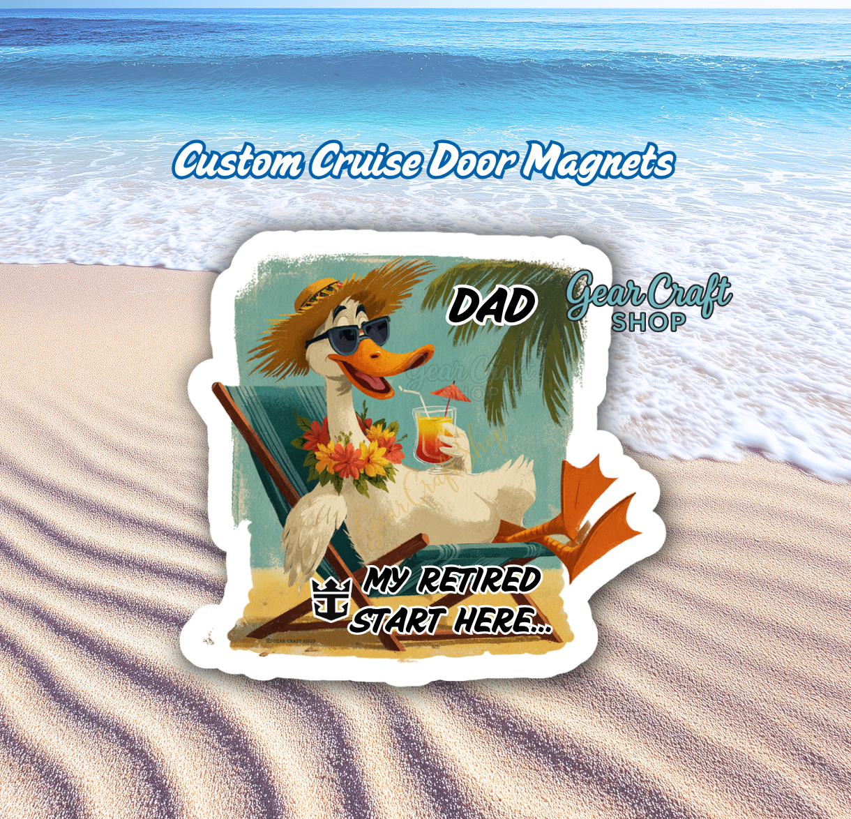 Custom Cruise Door Magnet – Funny Duck Relaxing Design, 5" & 6"