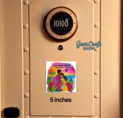 Custom Family Cruise Magnet – Unique and cute Watercolor Up to 5 Members