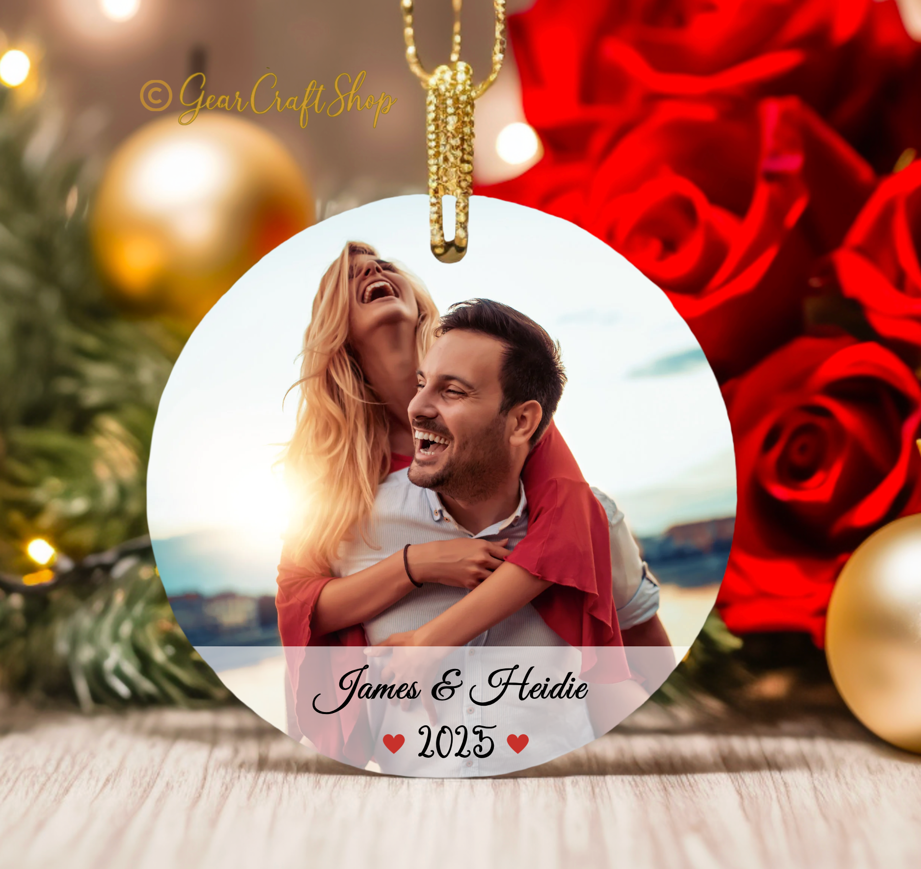 Photo Christmas Ornament w/ Any Picture - Any Text - Custom, Gift friends