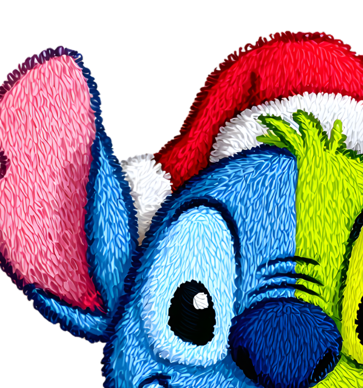 embroidered Cute Stitch/ Grinch - Set Clipart | 02 PNG Files