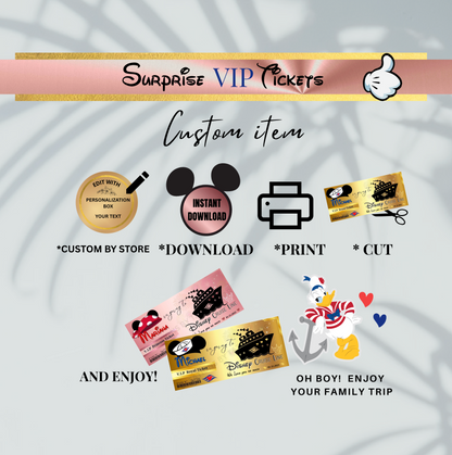 2 Printable Fancy  VIP  DisneyCruise Ticket, Custom Cruise Ship Boarding Pass
